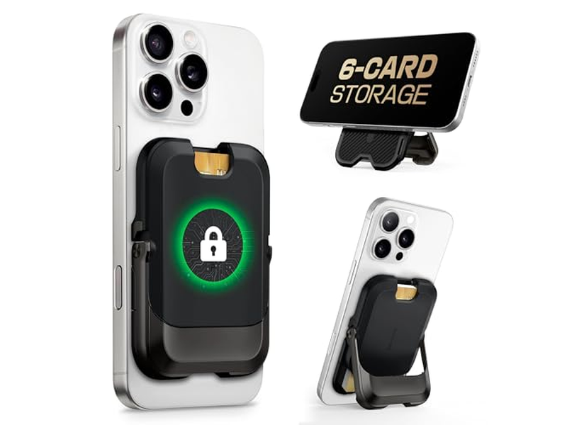 Carteira Magnética com Suporte Holds 6 Cartões RFID Bloqueamento Telefone Suporte