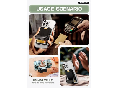 Carteira Magnética com Suporte Holds 6 Cartões RFID Bloqueamento Telefone Suporte