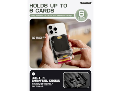 Carteira Magnética com Suporte Holds 6 Cartões RFID Bloqueamento Telefone Suporte