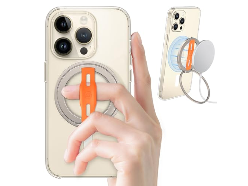 Suporte de aperto de telefone compatível com MagSafe com correia de dedo substituível