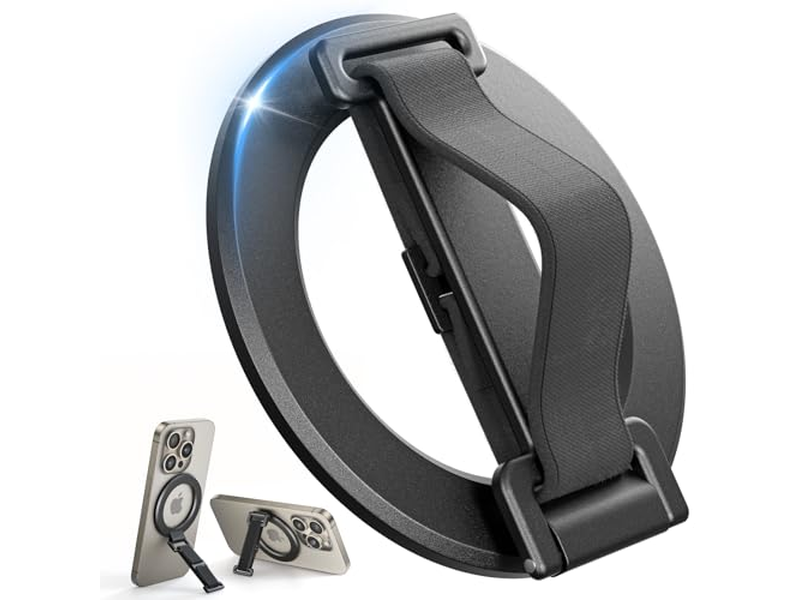 MagSafe telefone aperto com alça de dedo e Suporte de apoio Alça Preto
