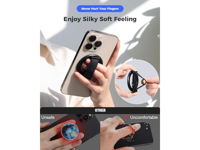 MagSafe telefone aperto com alça de dedo e Suporte de apoio Alça Preto