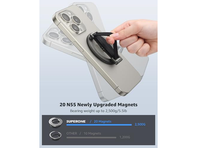 MagSafe telefone aperto com alça de dedo e Suporte de apoio Alça Preto