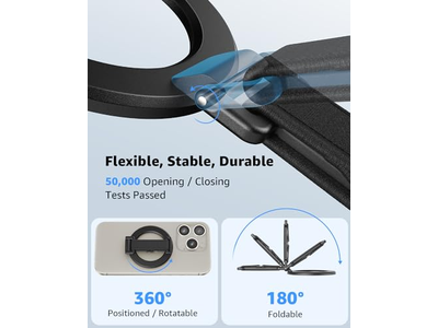 MagSafe telefone aperto com alça de dedo e Suporte de apoio Alça Preto