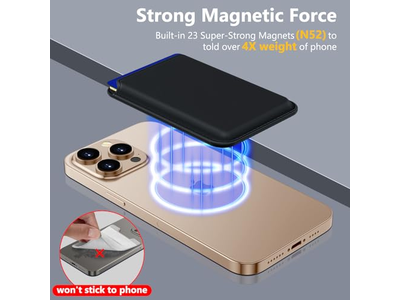 Carteira MagSafe para 3 cartões com bloqueio RFID magnético Fina - B