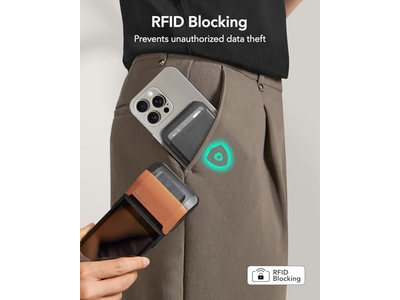Carteira MagSafe para 5 cartões com bloqueio RFID e suporte ajustável