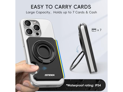 Carteira magnética MagSafe com porta-cartões para telefone e capa rígida Fina preta