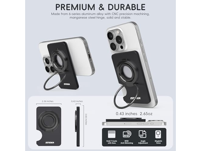 Carteira magnética MagSafe com porta-cartões para telefone e capa rígida Fina preta