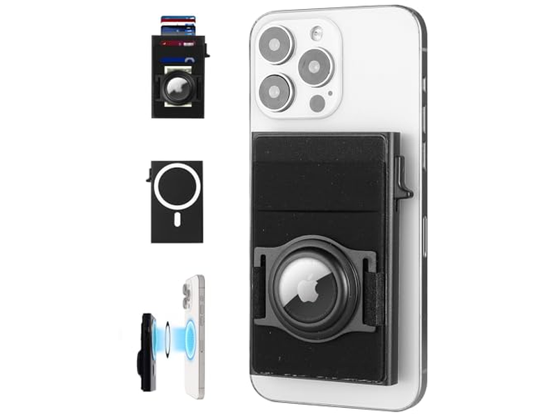 Carteira MagSafe Fina com suporte para AirTag e porta-cartões elástico