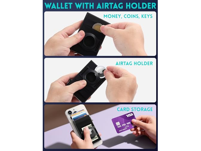 Carteira MagSafe Fina com suporte para AirTag e porta-cartões elástico