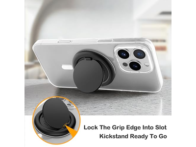 Aperto do telefone para suporte magnético MagSafe Um dedo pop e Snap preto