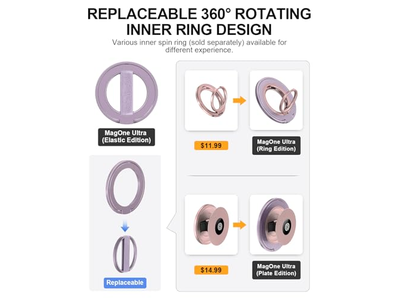 Suporte de aperto do telefone com alça de dedo substituível e suporte de anel magnético