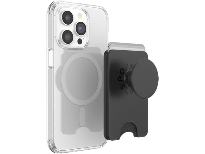 Carteira de telefone com aperto de expansão e anel adaptador MagSafe - Preto