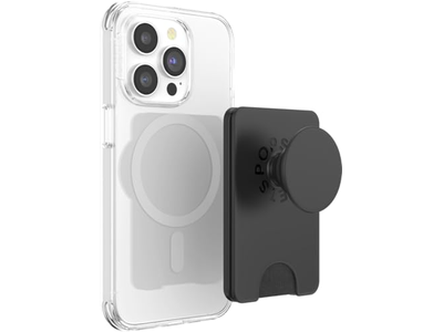 Carteira de telefone com aperto de expansão e anel adaptador MagSafe - Preto