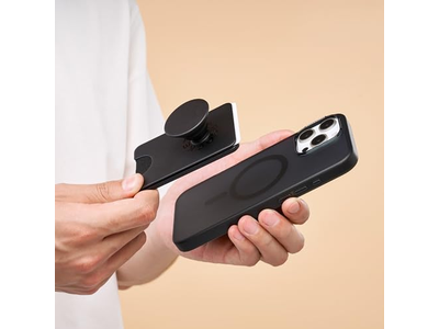 Carteira de telefone com aperto de expansão e anel adaptador MagSafe - Preto