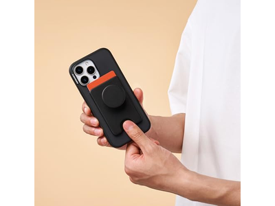 Carteira de telefone com aperto de expansão e anel adaptador MagSafe - Preto