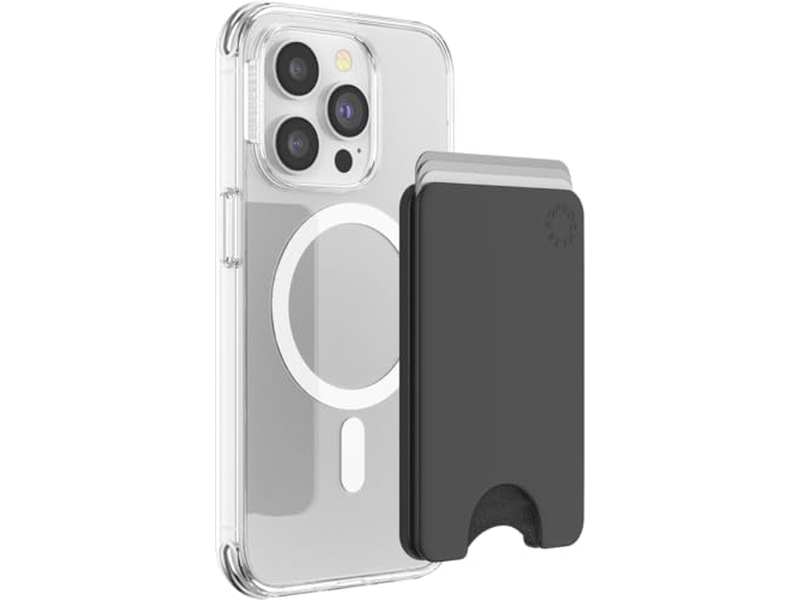 Carteira Fina para telefone e porta-cartões compatível com carregamento sem fio - Preto