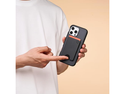 Carteira Fina para telefone e porta-cartões compatível com carregamento sem fio - Preto