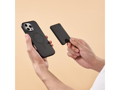 Carteira Fina para telefone e porta-cartões compatível com carregamento sem fio - Preto