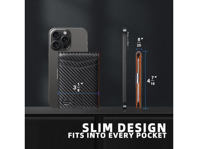 Carteira Fina masculina com janela para identidade, 12 compartimentos para cartões e clipe de dinheiro