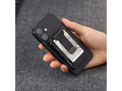 Carteira Fina com clipe para dinheiro, bloqueio RFID e porta-cartões metálico preto