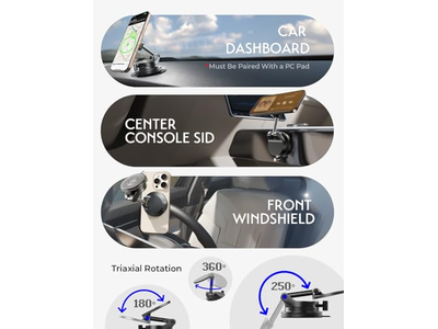 Montagem do telefone do copo de sucção 15W carregador de montagem de carro Magsafe