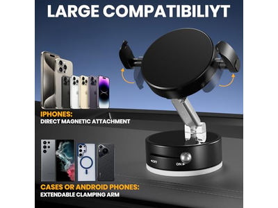 Magnético de vácuo Titular do telefone com pinça