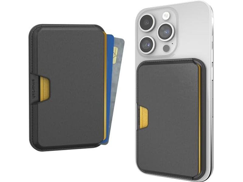 Suporte de cartão magnético Fina em couro vegano destacável para telefones MagSafe