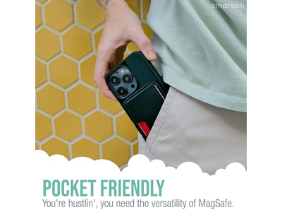 Suporte de cartão magnético Fina em couro vegano destacável para telefones MagSafe