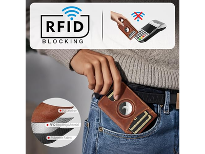 Carteira com suporte de etiqueta de ar RFID Bloqueador 5 Cartão Slo